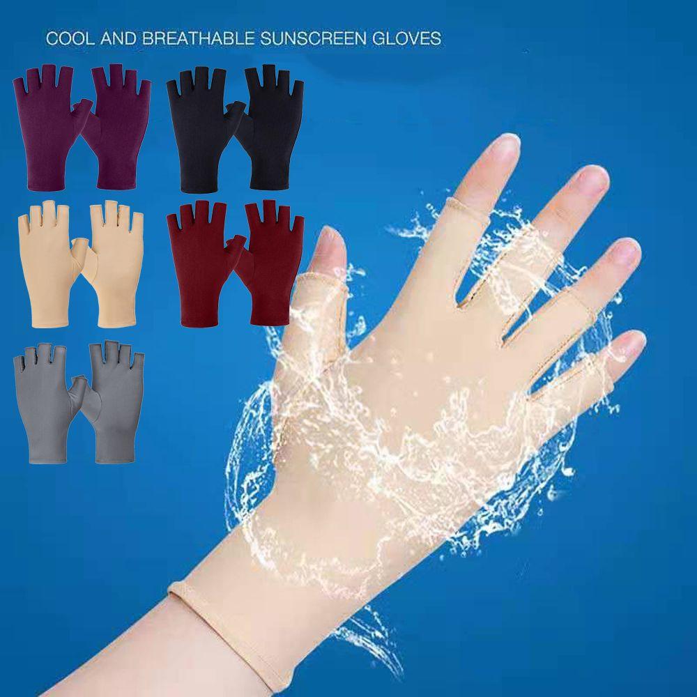 Men/Women Short Thin Summer Mittens Sun Protection Half Finger Gloves Sports/Driving/Biking