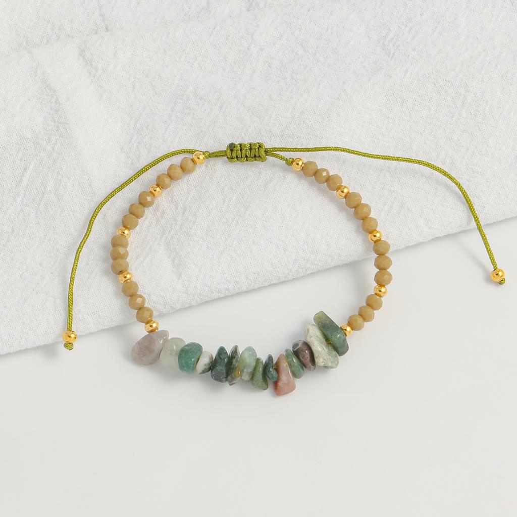 Resin Beaded Necklace Natural Stone Chip Pendant Adjustable Choker Fashion Jewelry Gift for Women