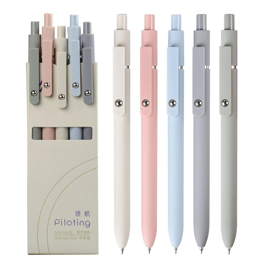 

5Pcs Retro Morandi Colour Gel Pens Soft Touch Quick Dry Smooth 0.5mm Gel Ink Pen For School Writing Stationery Supplies