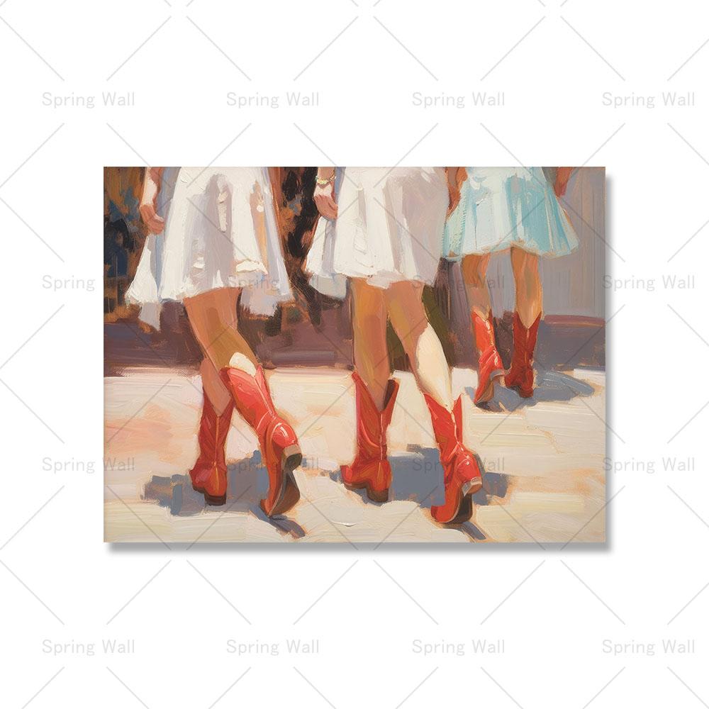 

Ретро-принт с сапогами ковбойши, элегантный девчачий постер в стиле вестерн, модная настенная живопись на холсте, эстетический декор для модной комнаты для девочек 21x30cm No Framed