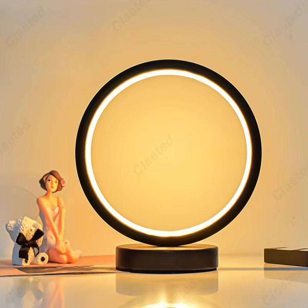 Simple LED Circular Ring Table Lamp Creative Bedside Lamp Light Fixture Reading Light  Living Room