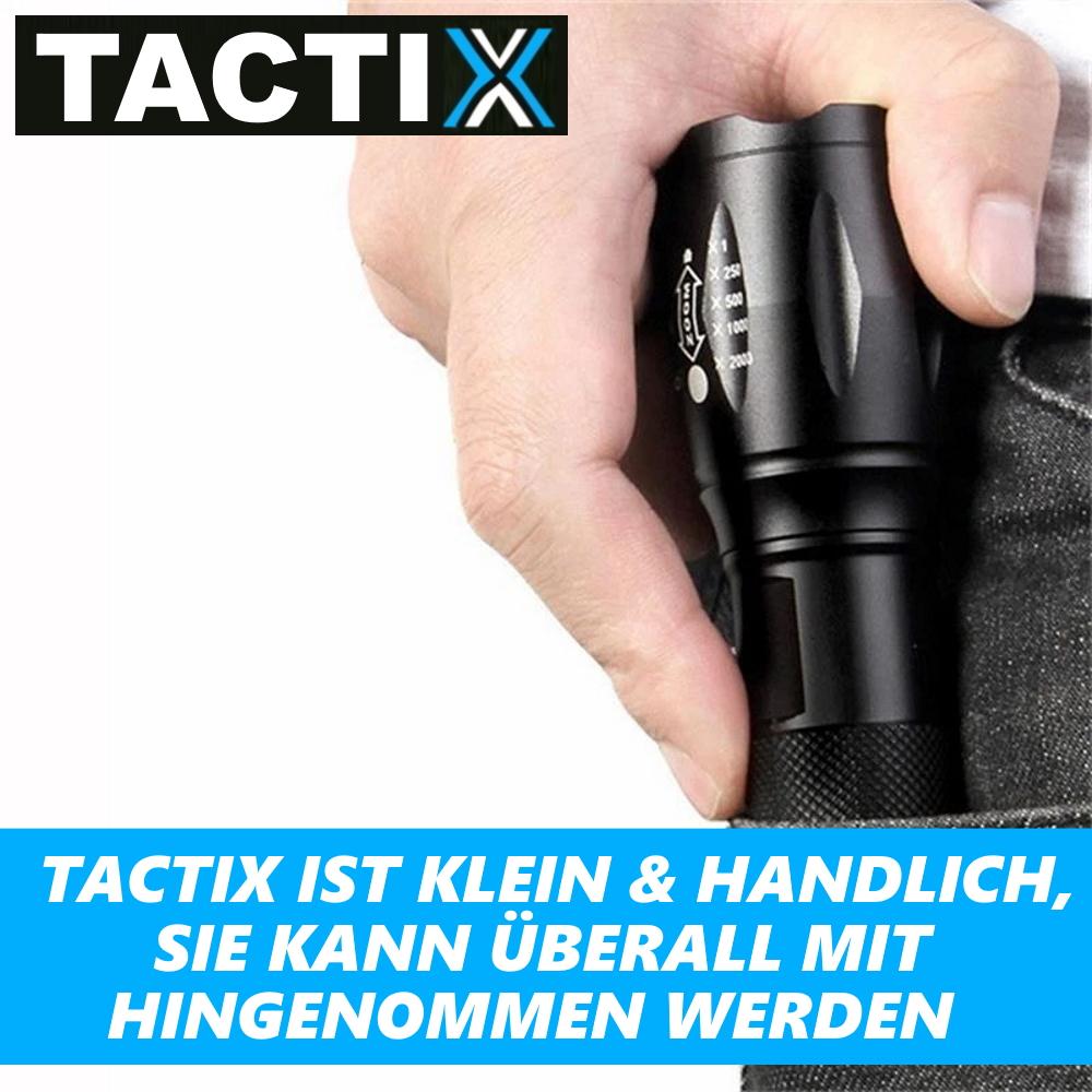 TACTIX LED Tactical Flashlight Black Zoom Function 5 Light Modes 40x Brighter