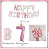Rosa Happy Birthday Buchstabenballon-Set Rosa bedruckter Geburtstagsballon Krone Digitale Ballons 0-9 für Geburtstagsfeier-Dekoration