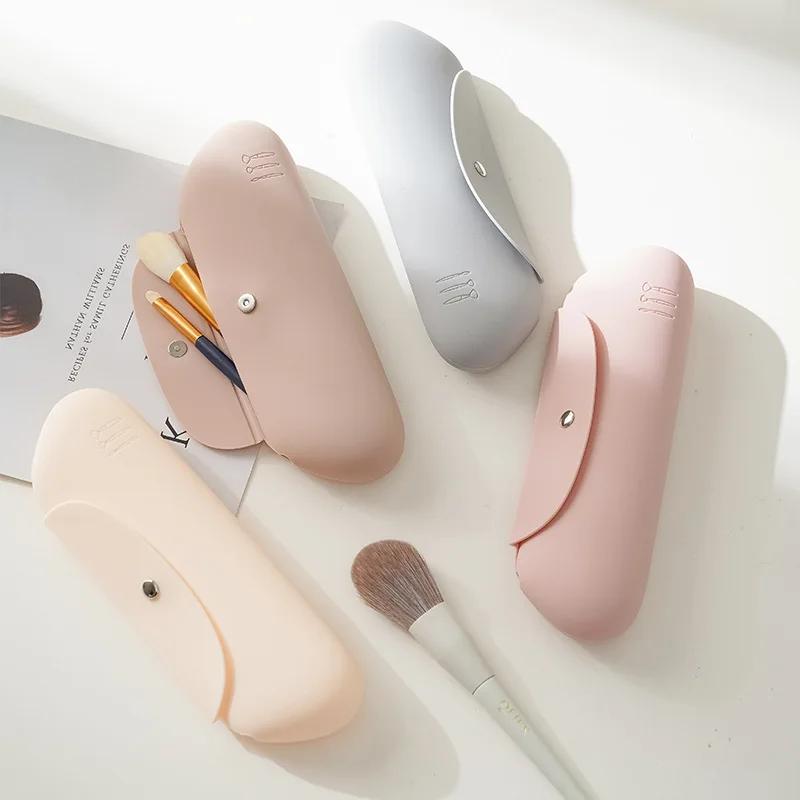 Reise-Make-up-Pinselhalter, Silikon-Aufbewahrungstasche für Kosmetikpinsel, tragbarer Beauty-Schwamm-Etui, Make-up-Organizer für unterwegs