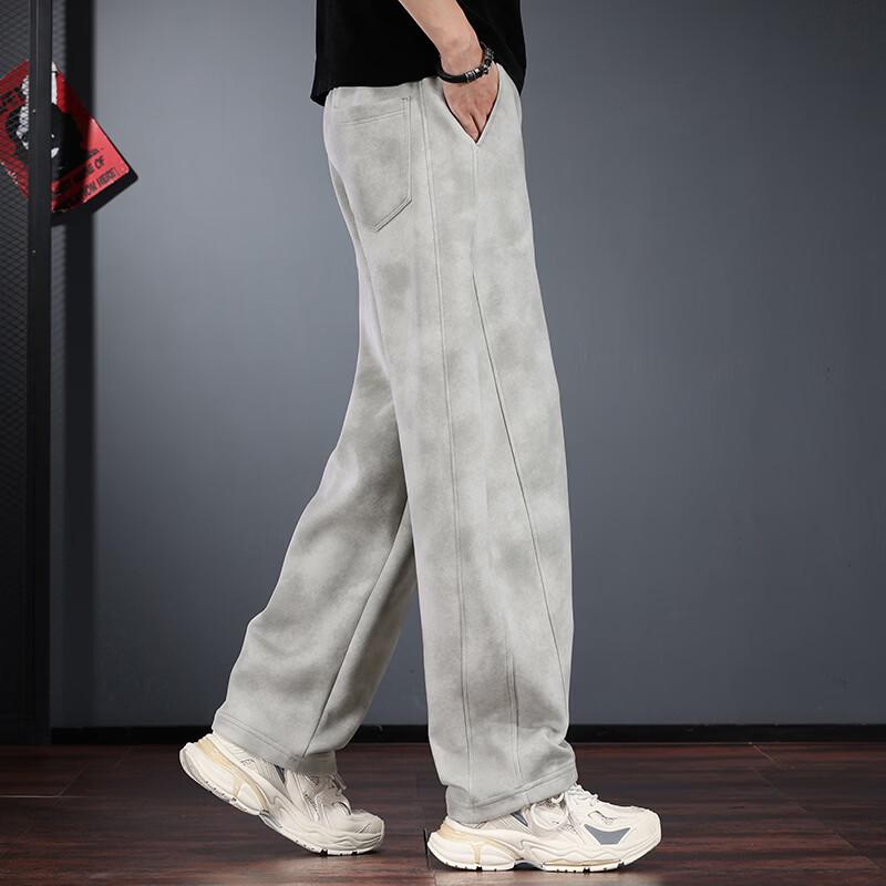 Jie Leinor Men's Retro Loose Straight-Leg Sweatpants