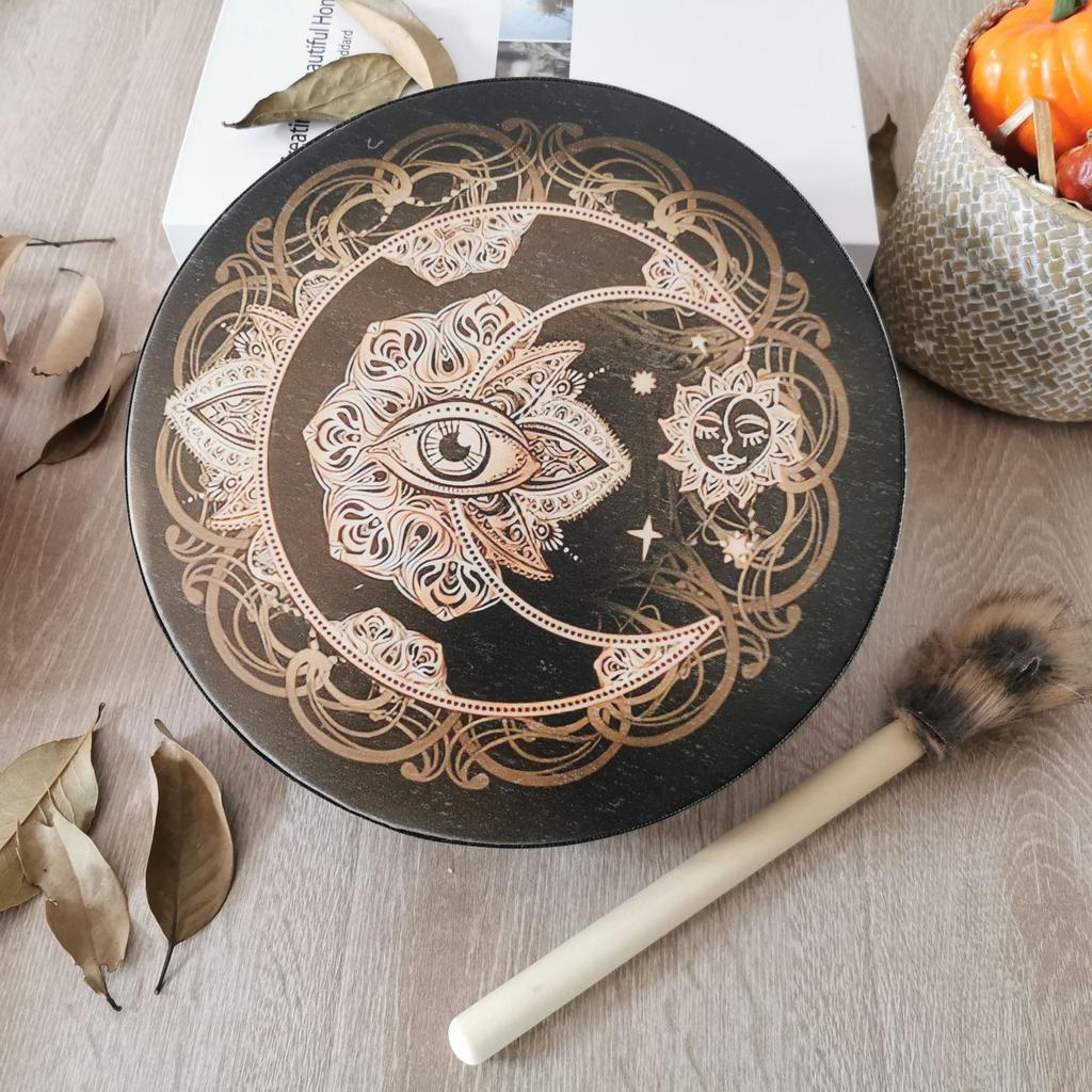 25CM Shaman Drum with Beater Sound Healing Tool Meditation Music Percussion Instrument For Spiritual Music,Reflection Meditation