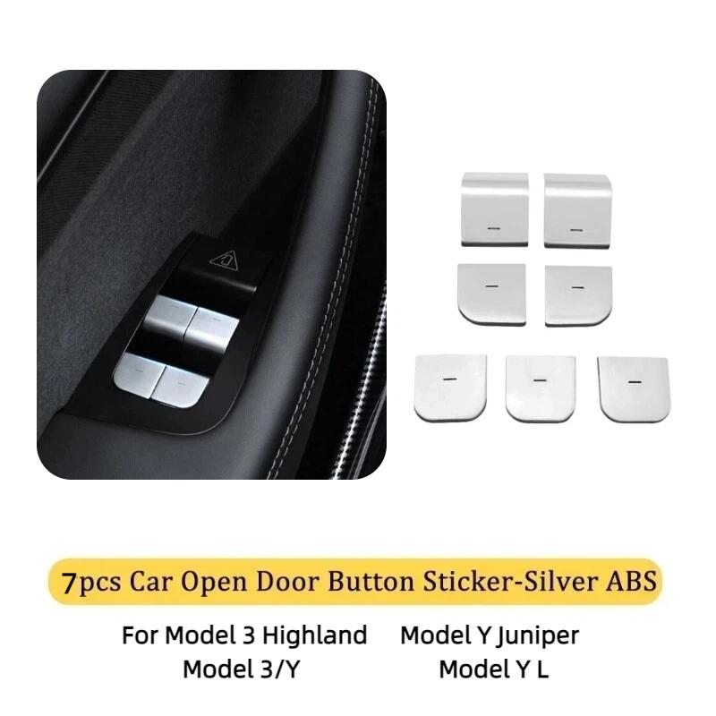 Car Door Open Button Sticker For Tesla Model 3 Highland /Model Y Juniper Door Window Switch Button Decoration Patch Accessories