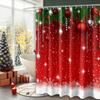 Merry Christmas Shower Curtain with Winter Farmhouse Pattern, Cute Waterproof Bathroom Decor for Xmas Home Celebration