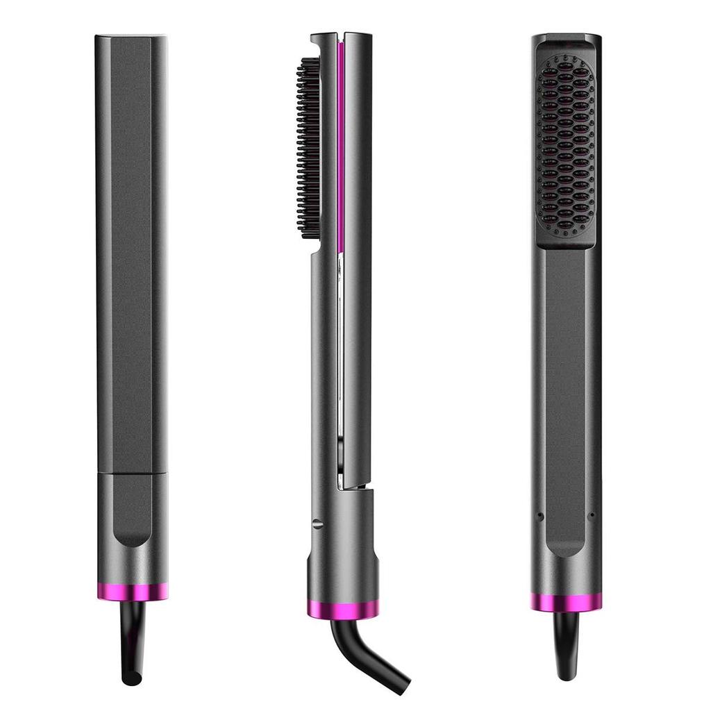 Professional 2 in 1 Hair Straightener Electric Flat iron Anti-Scald Brush Hot Comb Hair Style Tool