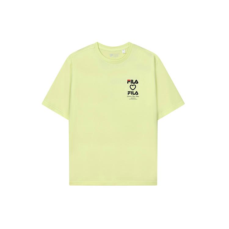 FILA T Shirts Men s Cyan Yellow Crew Neck Moderate Straight Fit F11M219109FYE XL