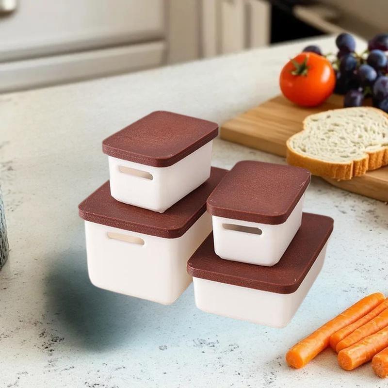 Adorable Mini 1/12 Scale Food Storage Cases with Lid for Dollhouse Set of 4, Doll House Accessories Toy