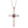 Cross Necklace Shiny Novelty Design Alloy Cross 100 Languages I Love You Projection Necklaces for Daily Dress