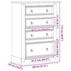 VidaXL Commode Corona 80x43x114 cm bois massif de pin, commode à tiroirs, classeur, armoire à tiroirs, armoire de rangement, 4005672