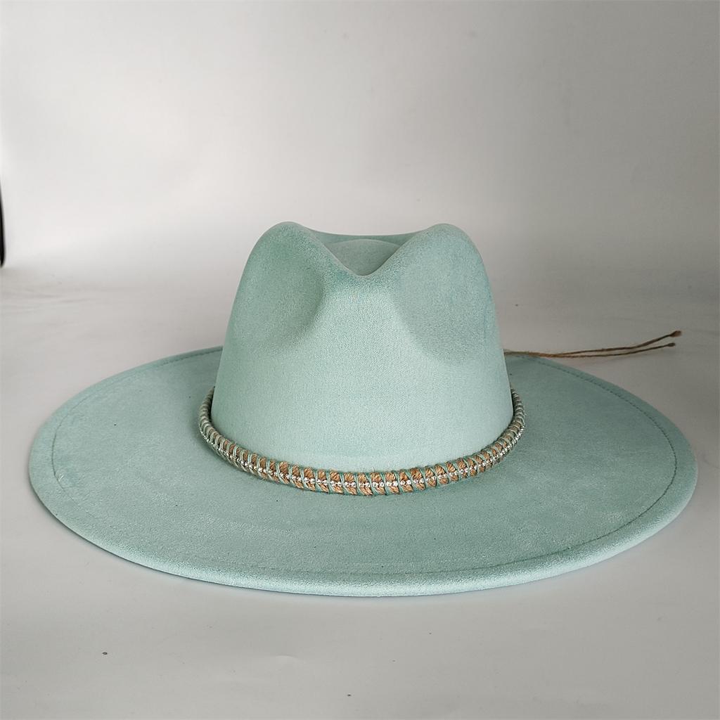 2025 Colorful Suede Wide Brim Felt Fedoras Hat for Women Men Church Jazz Cap Panama Denim Hat Wholesale Sombrero Hombre