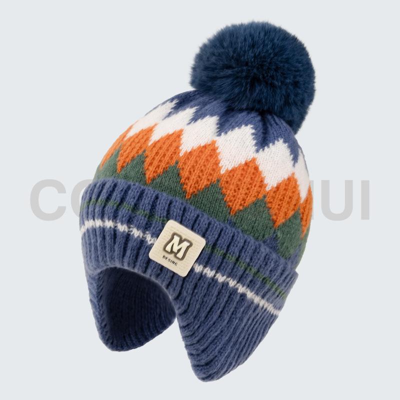 Jacquard tree ear protection hat Winter ear protection hat Middle children's wool hat Windproof knitted children's knitted hat