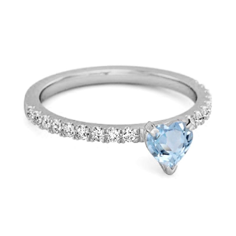 Blue Topaz Pavé Band Ring - 925 Sterling SIlver