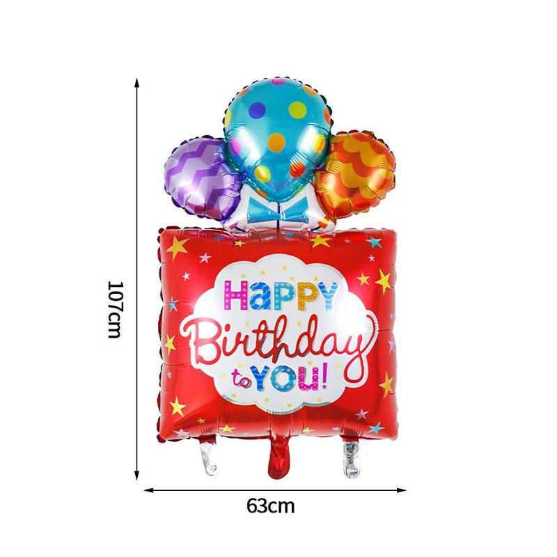 3D Birthday Cake Aluminum Film Balloon Decoration Colored Double Layer Cake 1 Year Old Baby Shower Birthday Party Supplies