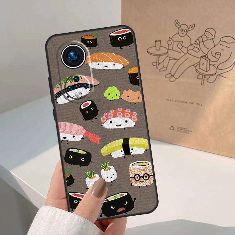 Sushi Food For Huawei P20 P30 P40 P60 Pro P Smart Nova 9 5T Honor 70 90 50 Magic5 Lite X7a X9a X8a Case