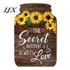 Farmhouse Home Decorations Mason Jar Shape Wall Decoration, Wooden Art with Sunflower Print, Indoor Decoration Pieces Retro Rustic Hanging Decor