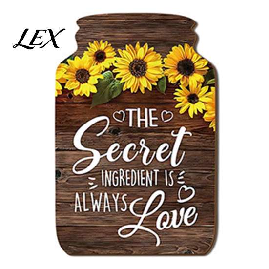 Farmhouse Home Decorations Mason Jar Shape Wall Decoration, Wooden Art with Sunflower Print, Indoor Decoration Pieces Retro Rustic Hanging Decor