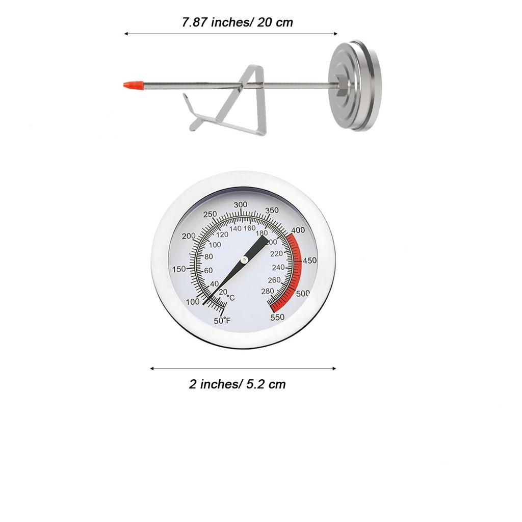 Küchenthermometer mit Topfclip, Sofortablesendes Fleischthermometer, Langfühler-Zifferblattthermometer zum Kochen, Süßigkeitenherstellen, Frittieren