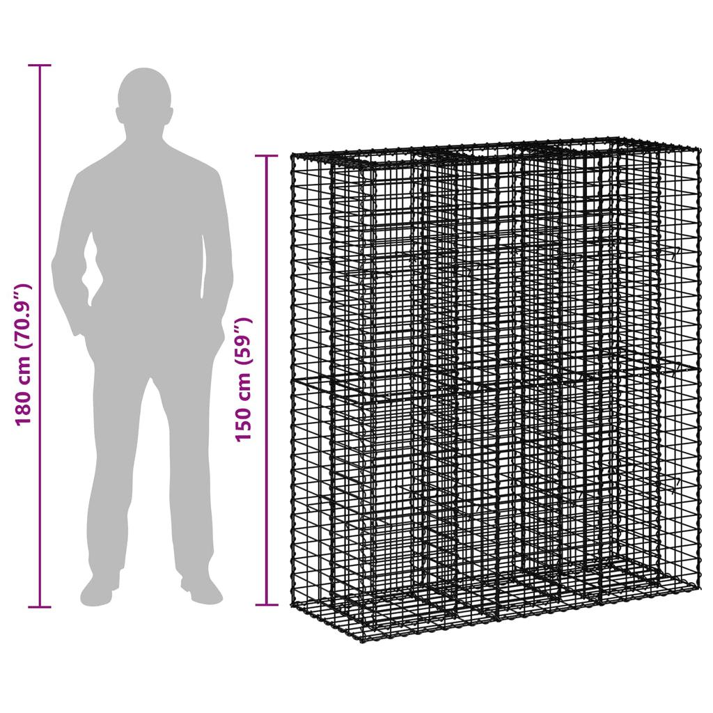 Gabion Raised Bed 2 Pcs Silver 130 X 50 X 150 Cm