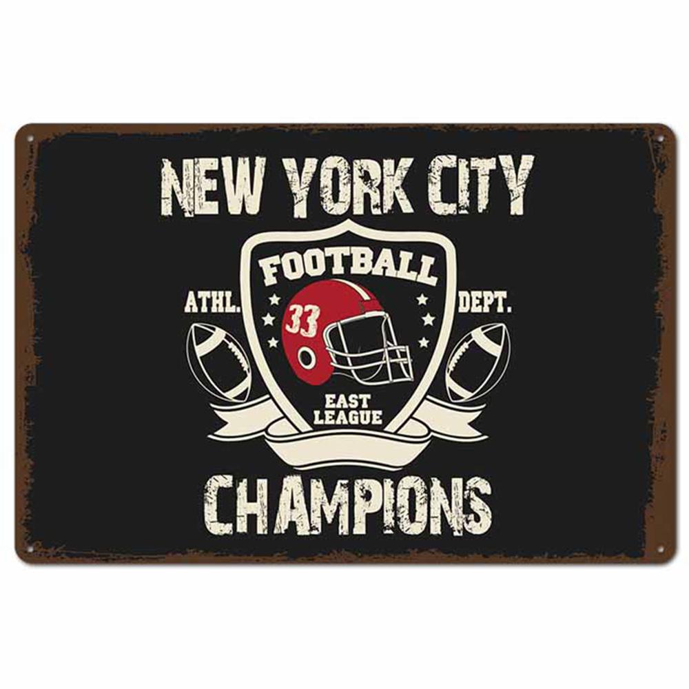 Football Retro Metal Tin Signs Plate Champion New York Shabby Chic Plaque Pub Bar Club Vintage Wall Decor Metal Poster