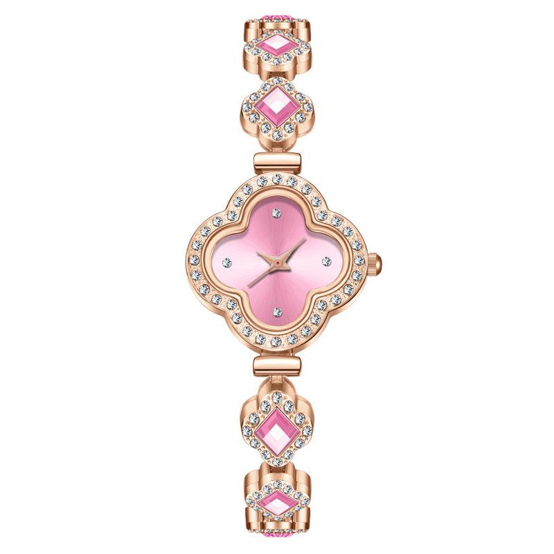 Damklocka Dam Premium Damklocka Grön Klocka Kvarts Diamant Klöver Armbandsur