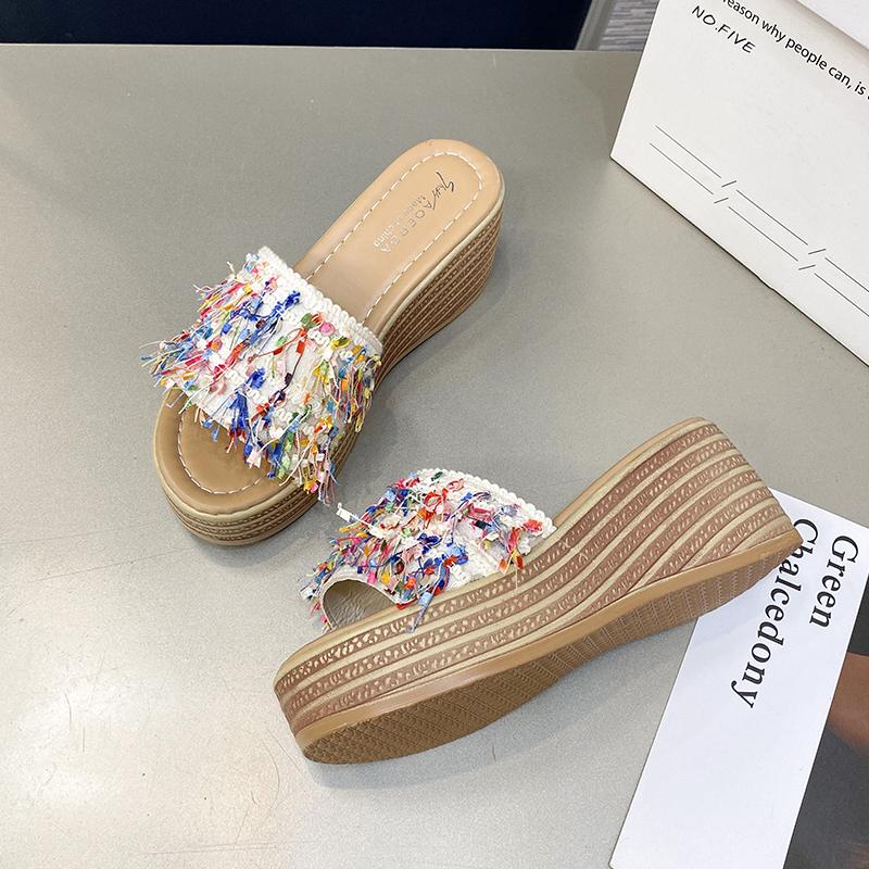Fashion Female Casual Slingbacks Sandals Glitter PU Wedge Platform Comfortable Sandals for Women Summer Sandalias De Mujer 34-40
