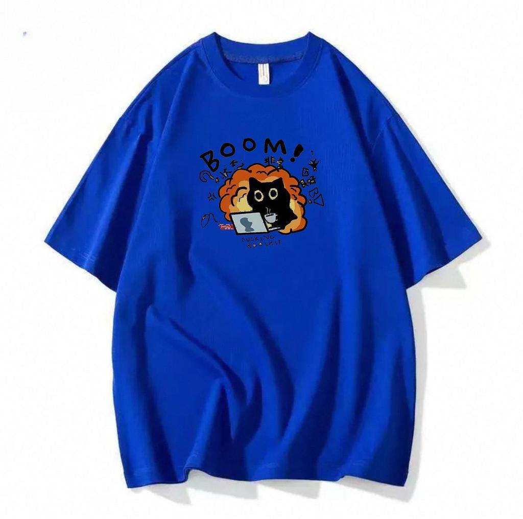 harajuku Round Neck oversize Casual Y2K Tops young girl t shirts summer pure cotton Women funny cartoon Print T-Shirt purple streetwear