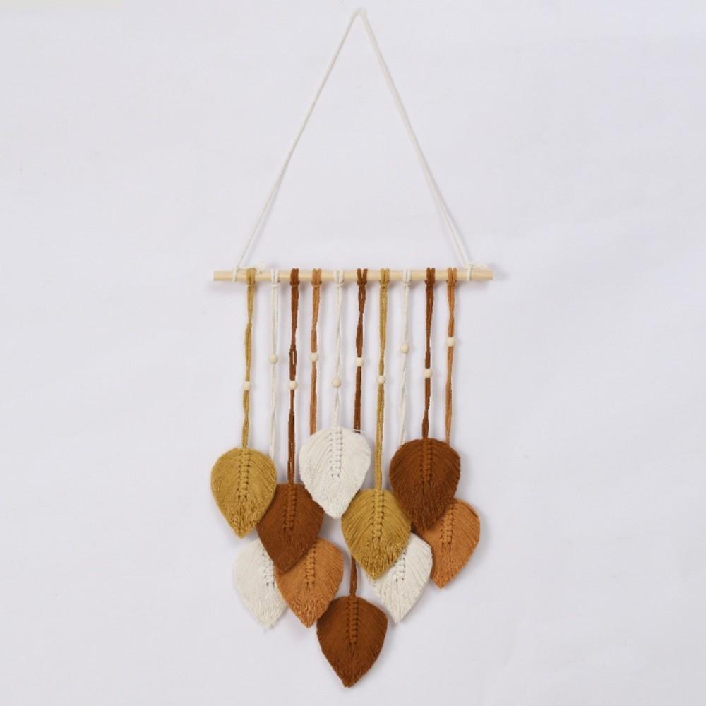 Cotton Wall Art Leaf Tapestry Macrame Wall Hanging Pendant Craft Boho Wall Decor Gift