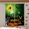 Halloween Horror Atmosphere Decorative Curtains Gothic Style Castle Pumpkin Cartoon Print Curtains Holiday Party Decorative 2PCS