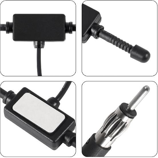 Car Stereo AM FM Dipole Antenna Hidden Adhesive Mount AM FM Radio Antenna DIN Plug Connector for Vehicle Car Truck SUV Radio Stereo Head Unit