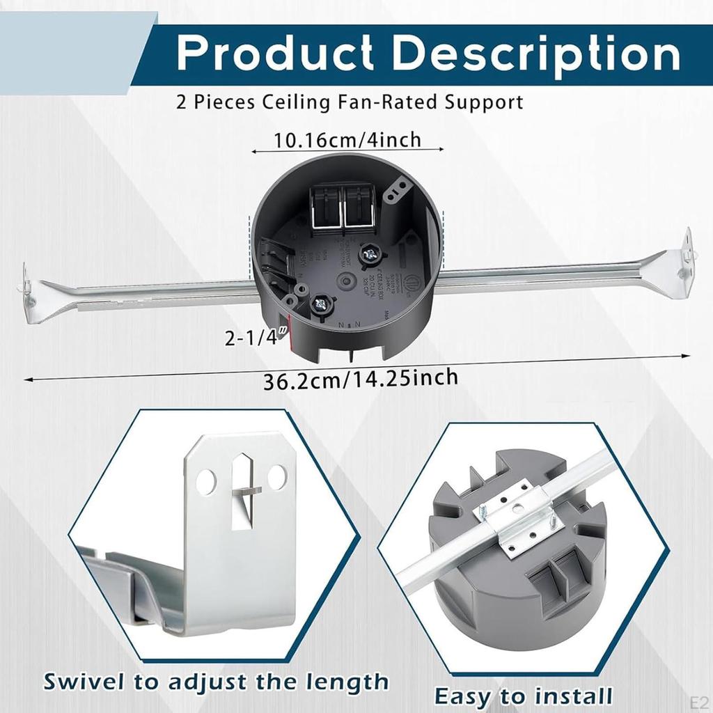 Ceiling Fan Brace Electrical Box Round Outlet Commercial Mounting Bracket
