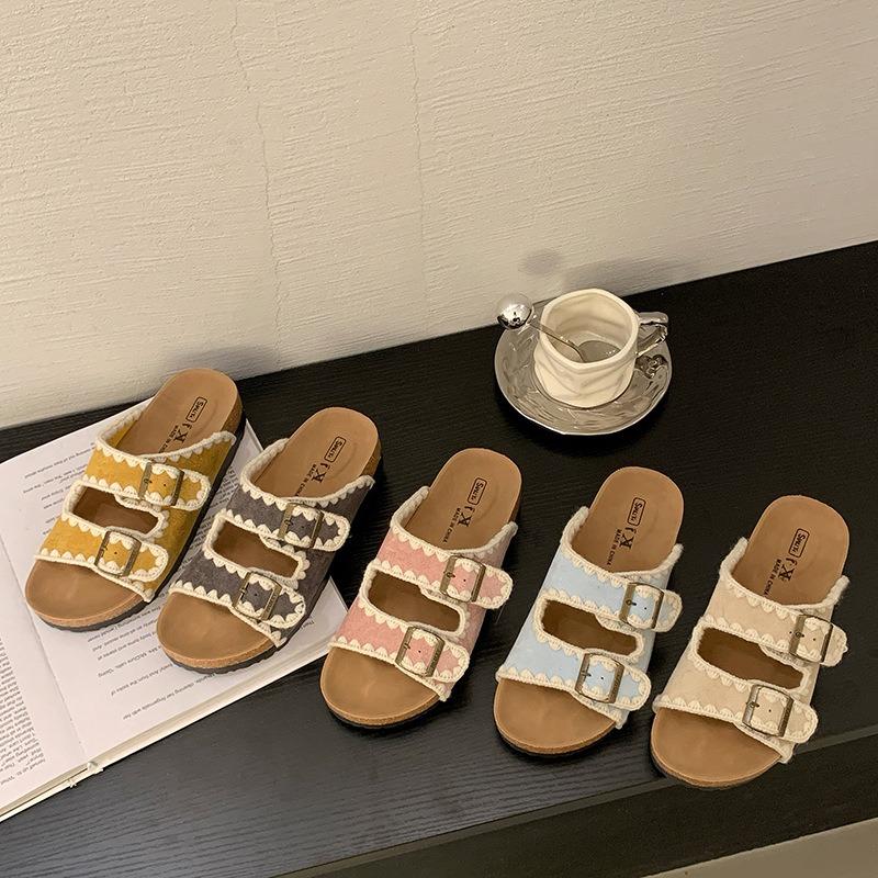 New Soft Leather Thick-soled Women's Fashionable One-shoulder Shoes and Half Slippers