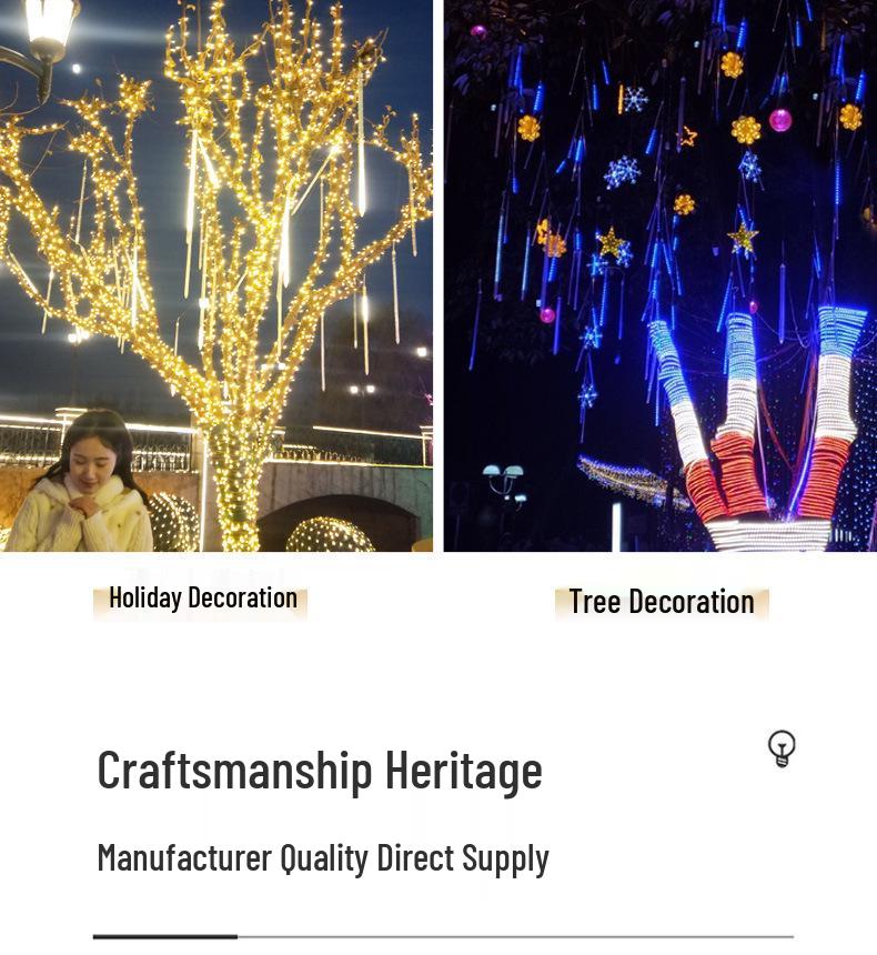 Waterproof Solar Meteor Shower String Lights for Outdoor Festival & Tree Decoration