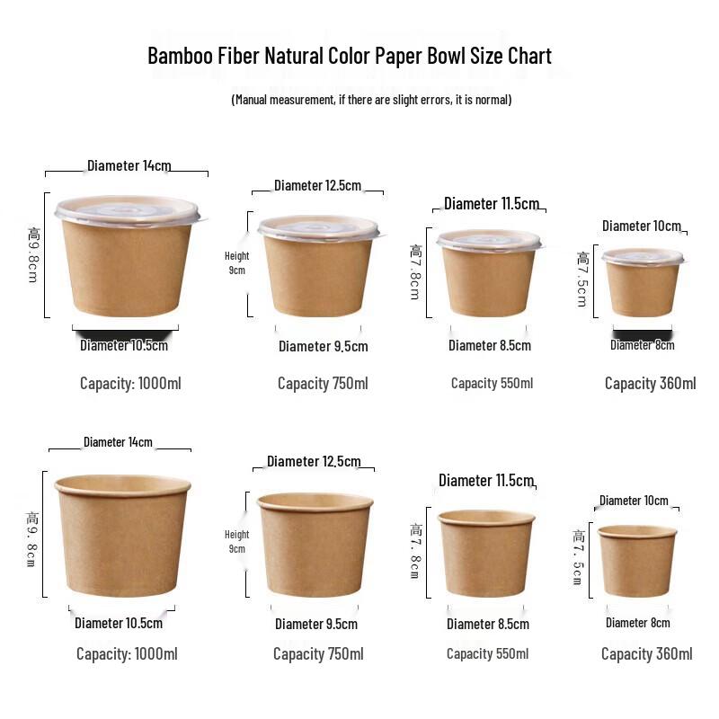 Fang Cao Di Disposable Thickened Paper Bowls, 360ml (50-pack)