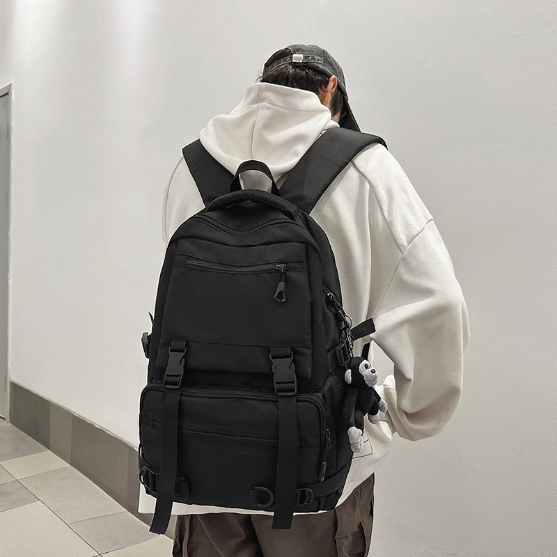 Новый черный рюкзак большой емкости корейская версия универсальный модный стильный мужской рабочий школьный рюкзак многофункциональный студенческий школьный рюкзак чёрный