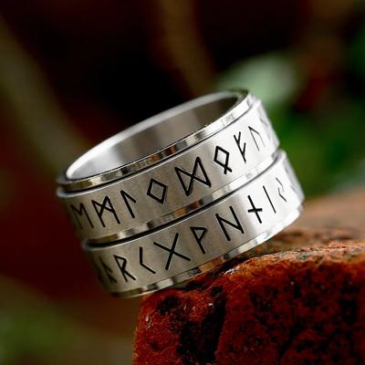 Nový jednoduchý dvojitý vikingský runový prsten pro muže ženy 316L nerezová ocel otočný módní pár amulet šperky dárky
