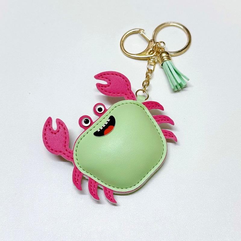 1 Pcs Simple And Fashionable Leather Crab Car Keychain Bag Creative Headphone Bag Pendant Accessories