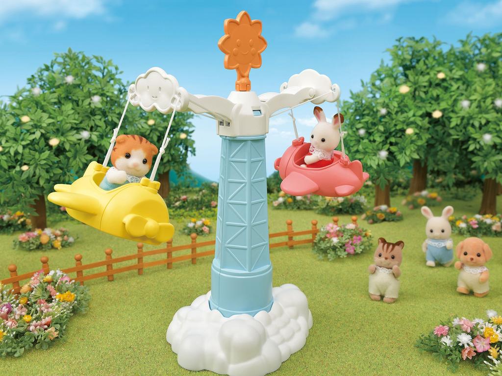 Sylvanian Families Kindergarten Playground Equipment Spinning ST Mark Ages 3 and Toy Sylvanian Epoch [Cute Airplane] S-67 Certified, Up, Dollhouse,