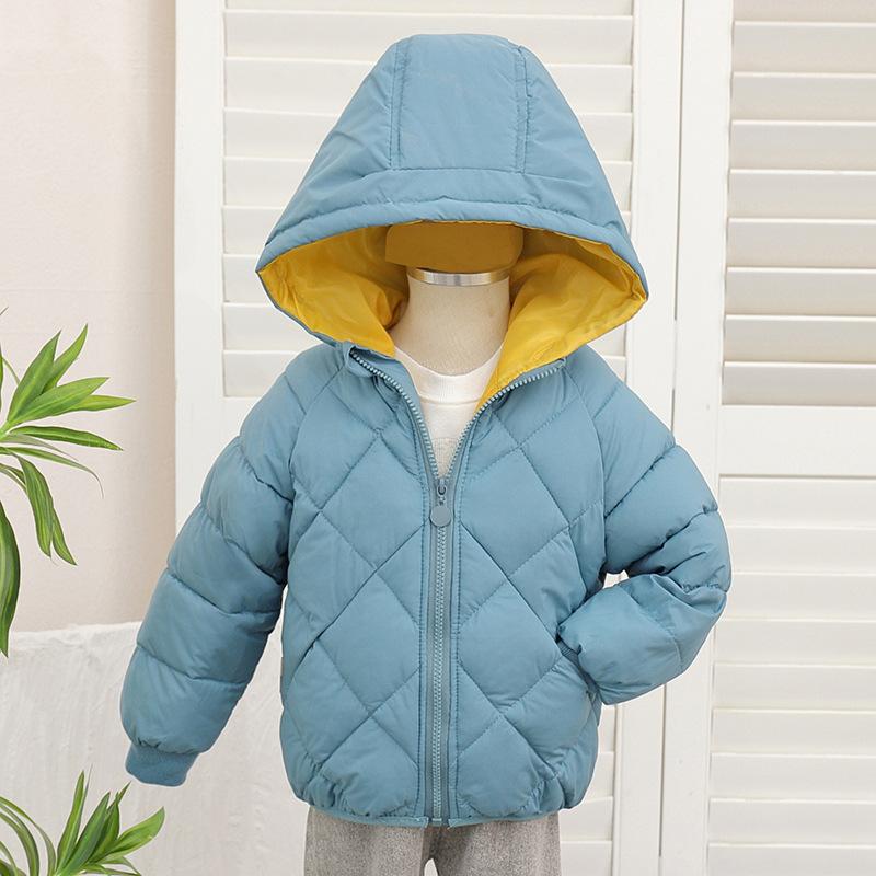 Children's Cotton Coat Fall Winter Boys and Girls Thick Hooded Coat Down Short Padded Jacket Short
