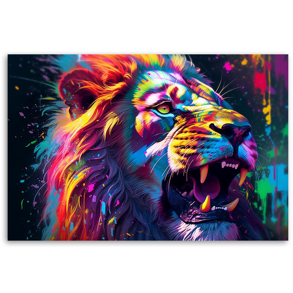 Leinwanddruck, Löwe Neon Abstraktion