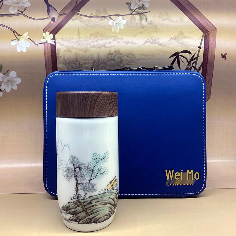 Jingdezhen Ceramic Insulated Tea Cup with Lid