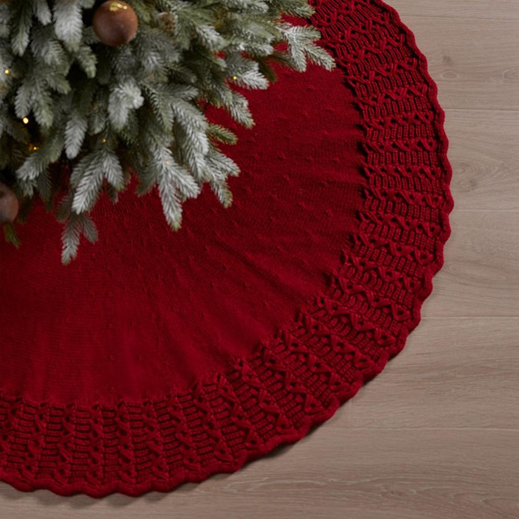 Knit Christmas Tree Skirt, Cable Knit Tree Skirt, Rustic Tree Skirt Decoration, Suitable For Christmas Trees, Foldable And Reusable