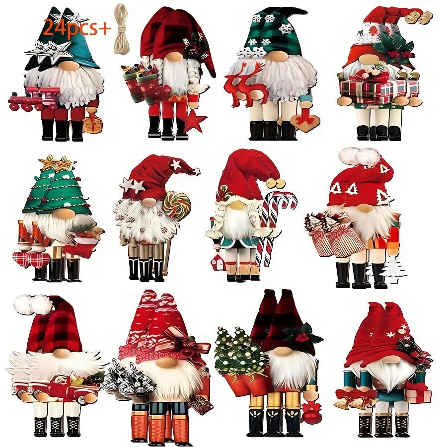 2D Flat 24pcs Christmas 2D Festive Nutcracker Tree Hanging Decorations, Holiday Party, Friends Gathering Yard, Room Decoration with Twine