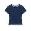 Kaslead New Arrival Women's Fashion Style Stylish Simple and Versatile Casual Double Layer T-shirt 5644318