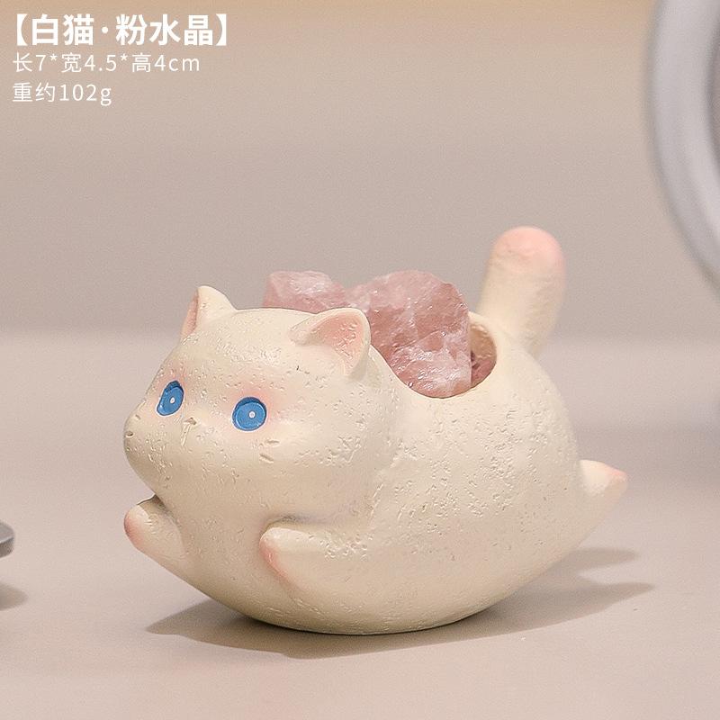 

Cartoon Cat Crystal Crafts Small Ornament Cute Desktop Decoration Stress Relief Figurine for Home Office Gift Desktop Ornament