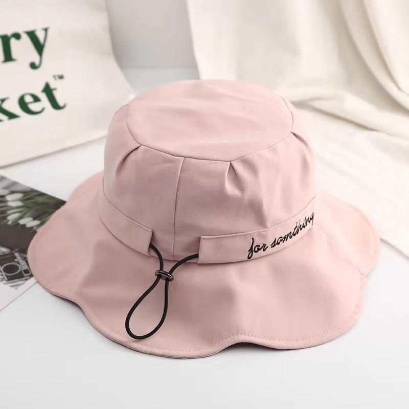 Panama Hat Women's Letter Embroidered Fisherman Bucket Cap Large Brim Flat Top Sunshade Beach Summer Hat Fashion Outdoor Caps