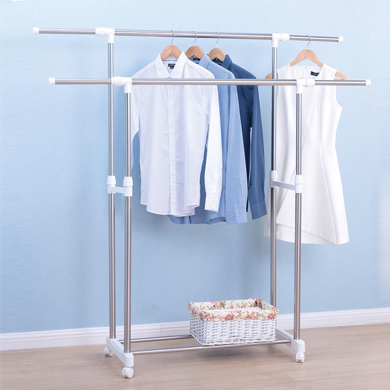 Youlite Stainless Steel Retractable Double Rod Clothes Drying Rack for Indoor & Balcony